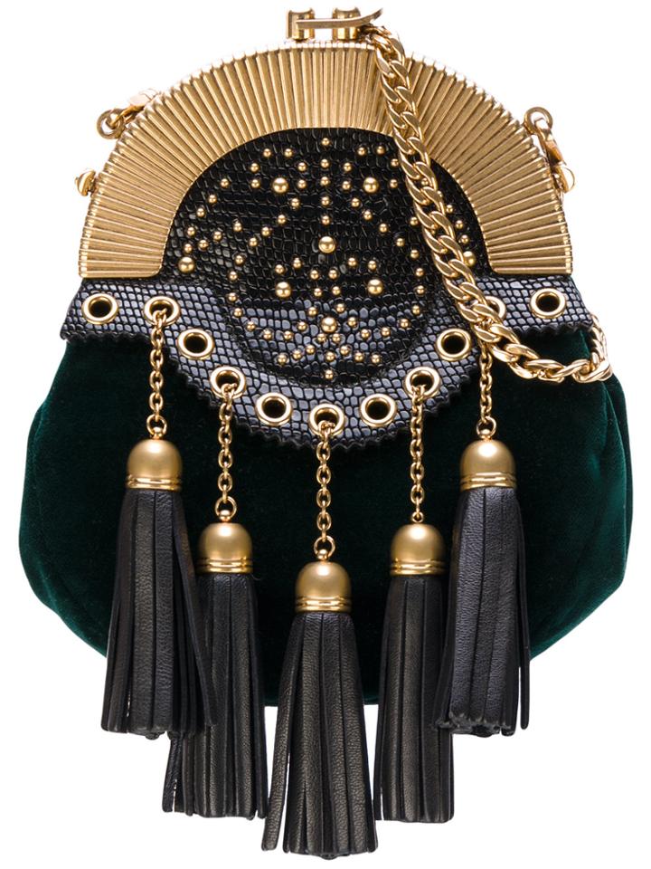 Miu Miu Mini Green Velvet Tassel Pouch Bag