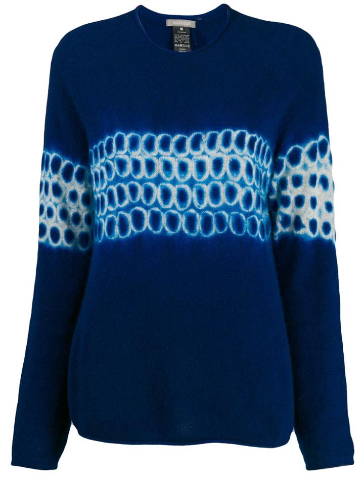 Suzusan Cashmere Abstract-pattern Jumper - Blue