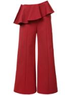 Rosie Assoulin - Pleated Trim Palazzo Pants - Women - Cotton/polyamide/spandex/elastane - 4, Red, Cotton/polyamide/spandex/elastane