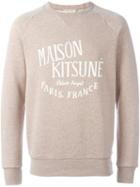 Maison Kitsuné Logo Print Sweatshirt, Men's, Size: Large, Nude/neutrals, Cotton