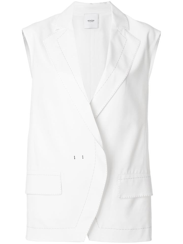 Agnona Contrast Stitch Oversize Waistcoat - White