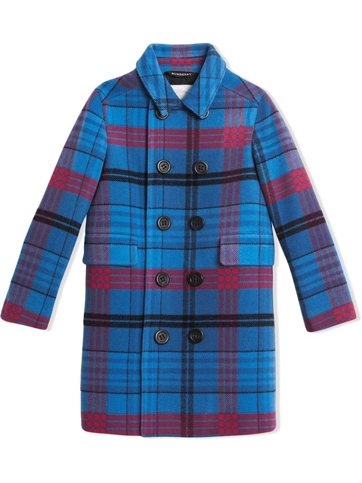 Burberry Kids Check Wool Tailored Coat - Multicolour