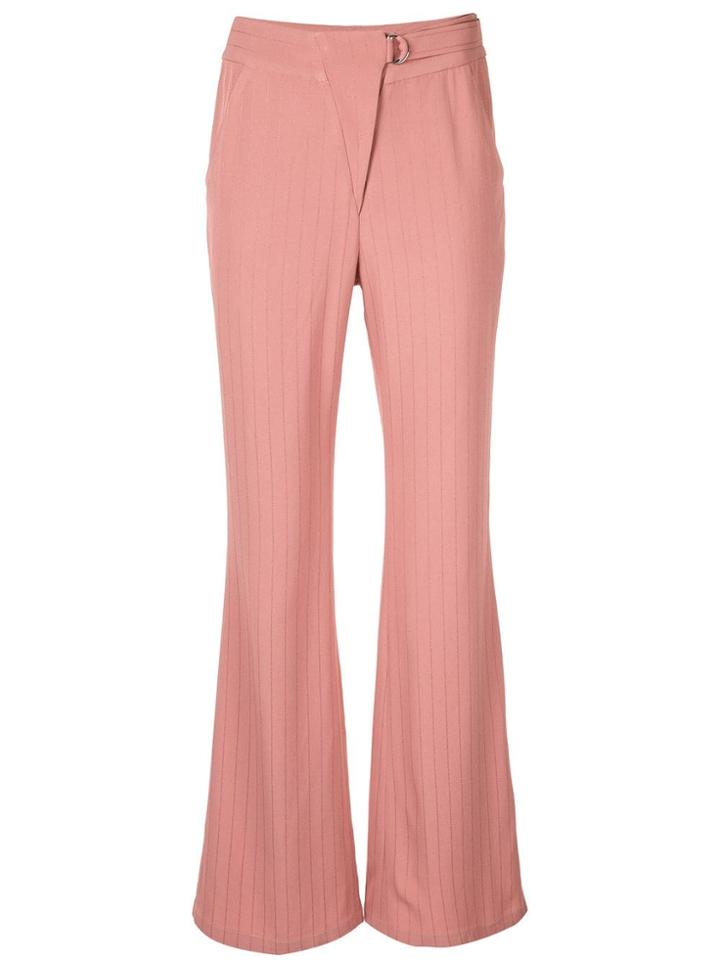 Dawei Striped Flare Trousers - Pink