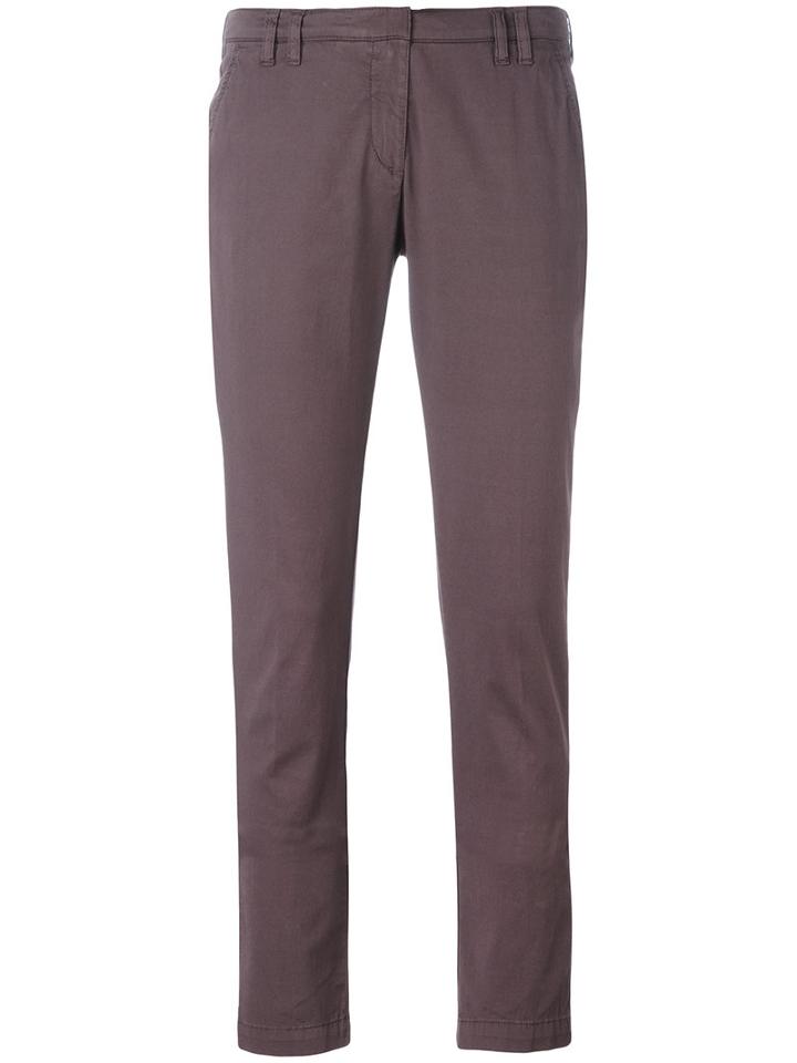 Eleventy - Slim-fit Trousers - Women - Cotton/spandex/elastane - 31, Pink/purple, Cotton/spandex/elastane