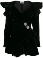 Attico Velvet Wrap Mini Dress - Black