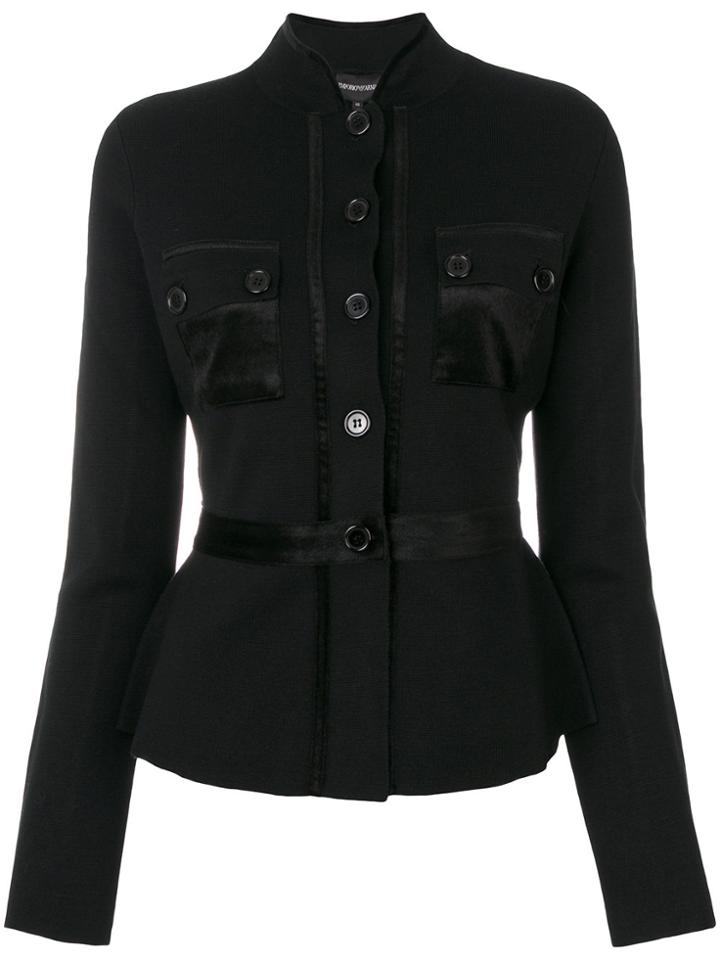 Emporio Armani Fitted Jacket With A Cinched Waist - Black