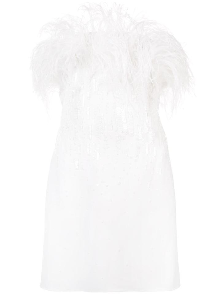 Oscar De La Renta Feather Effect Dress - White