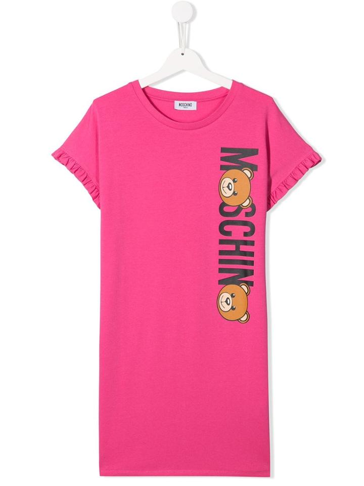 Moschino Kids Logo Print Jersey Dress - Pink