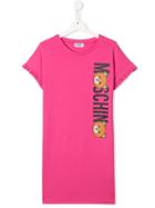 Moschino Kids Logo Print Jersey Dress - Pink
