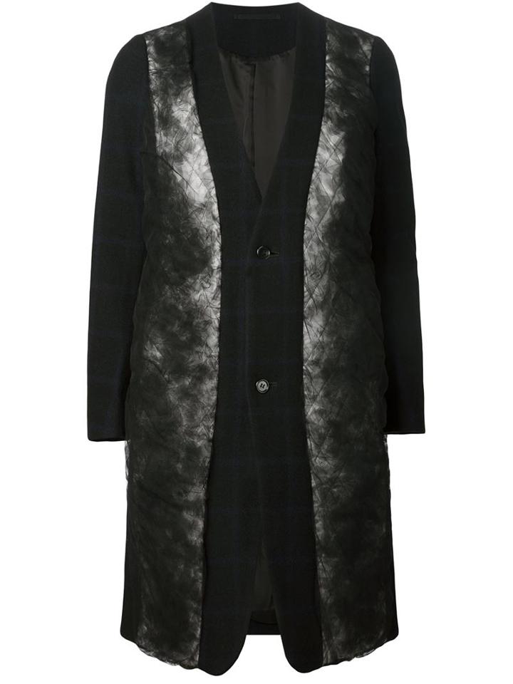 Comme Des Garçons Noir Kei Ninomiya Tulle Panel Checked Coat