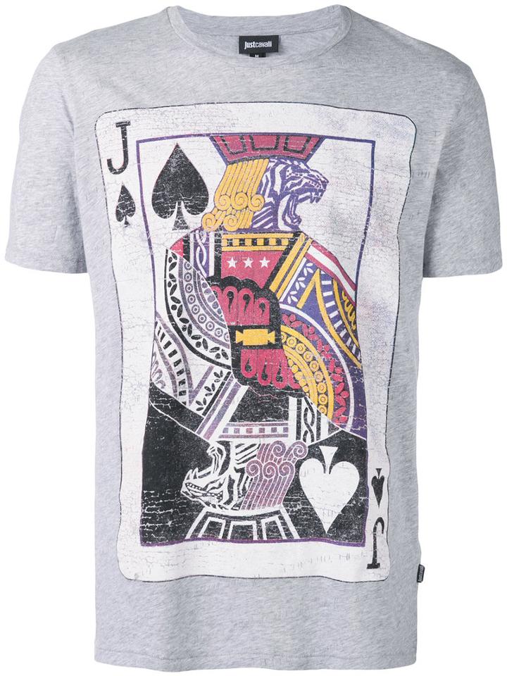 Just Cavalli - Printed Playing Card T-shirt - Men - Cotton - Xxl, Grey, Cotton