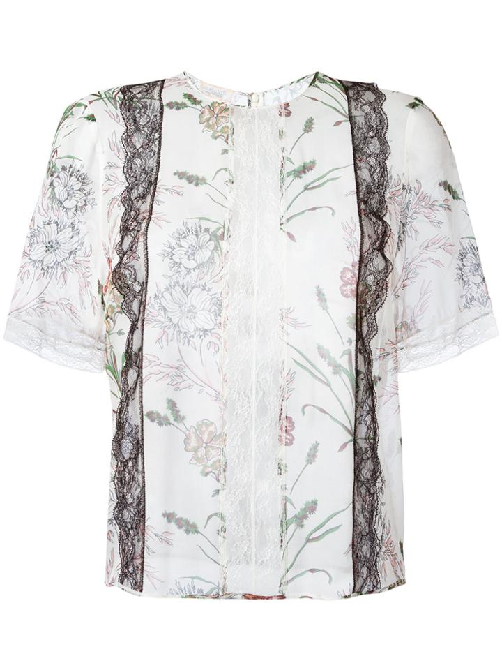 Giambattista Valli Lace-detail Floral Shirt - White