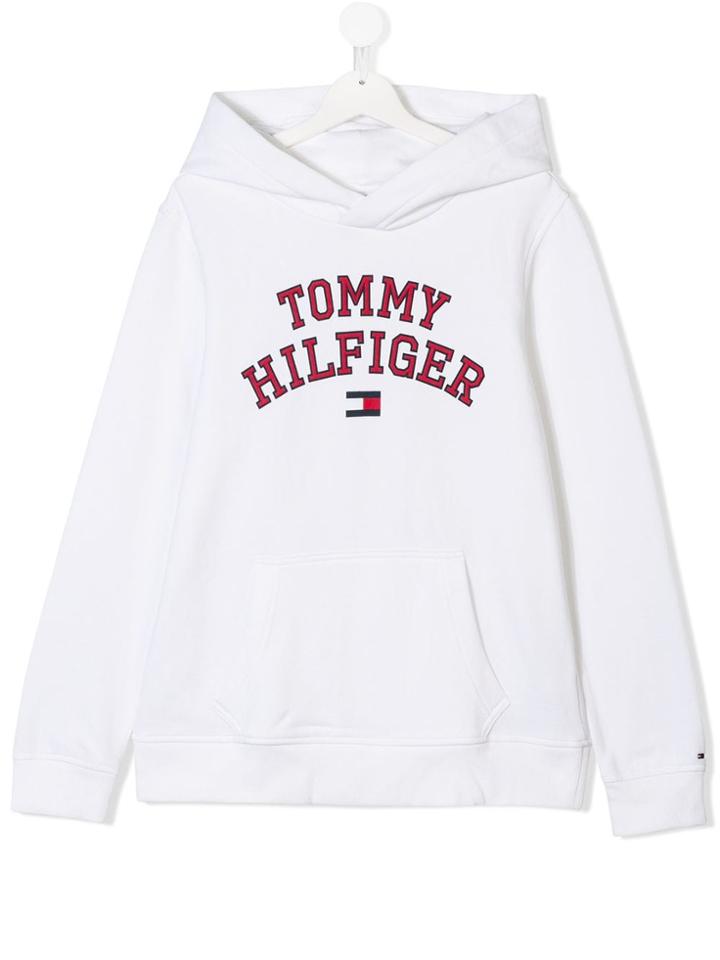 Tommy Hilfiger Junior Teen Logo Print Hoodie - White
