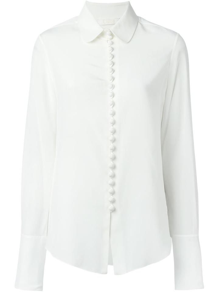 Chloé Penny Collar Blouse, Women's, Size: 36, White, Silk