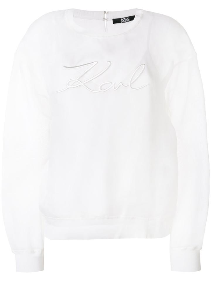 Karl Lagerfeld Organza Logo Sweatshirt - White