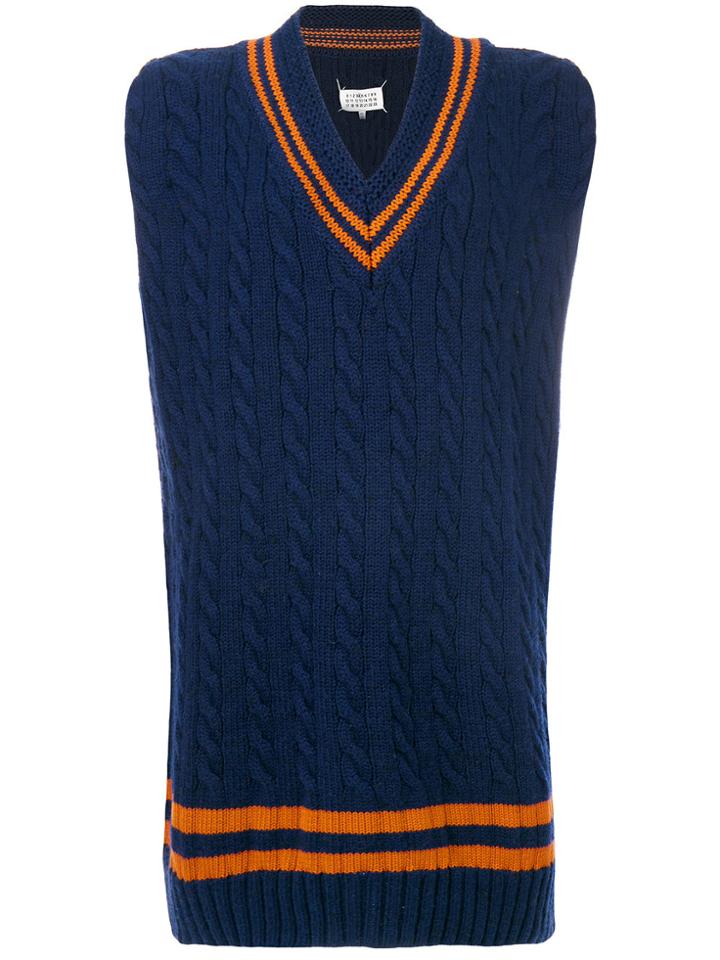 Maison Margiela Contrast Knitted Vest - Blue