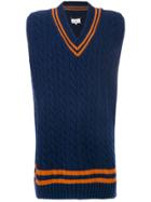 Maison Margiela Contrast Knitted Vest - Blue