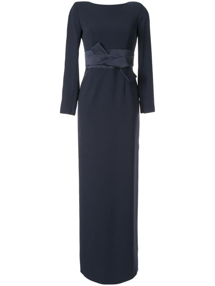 Paule Ka Belted Long Evening Dress - Blue