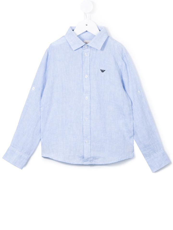 Armani Junior - Classic Chambray Shirt - Kids - Linen/flax - 11 Yrs, Blue