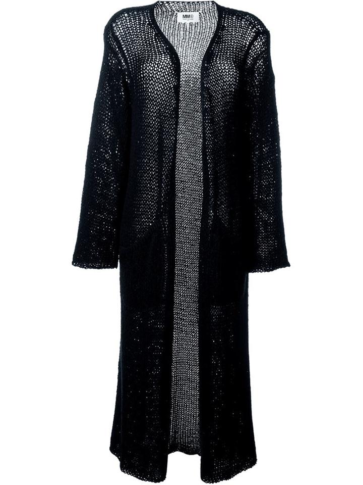 Mm6 Maison Margiela Open Knit Long Cardi-coat