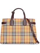 Burberry The Medium Banner In Vintage Check And Leather - Yellow