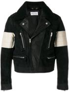 Maison Margiela Contrasted Biker Jacket - Black