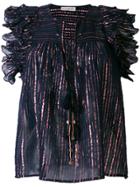 Ulla Johnson Metallic Stripe Blouse With Frill Trim - Blue
