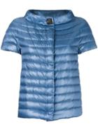Herno High Neck Shortsleeved Jacket, Women's, Size: 40, Blue, Polyamide/polyurethane/feather Down