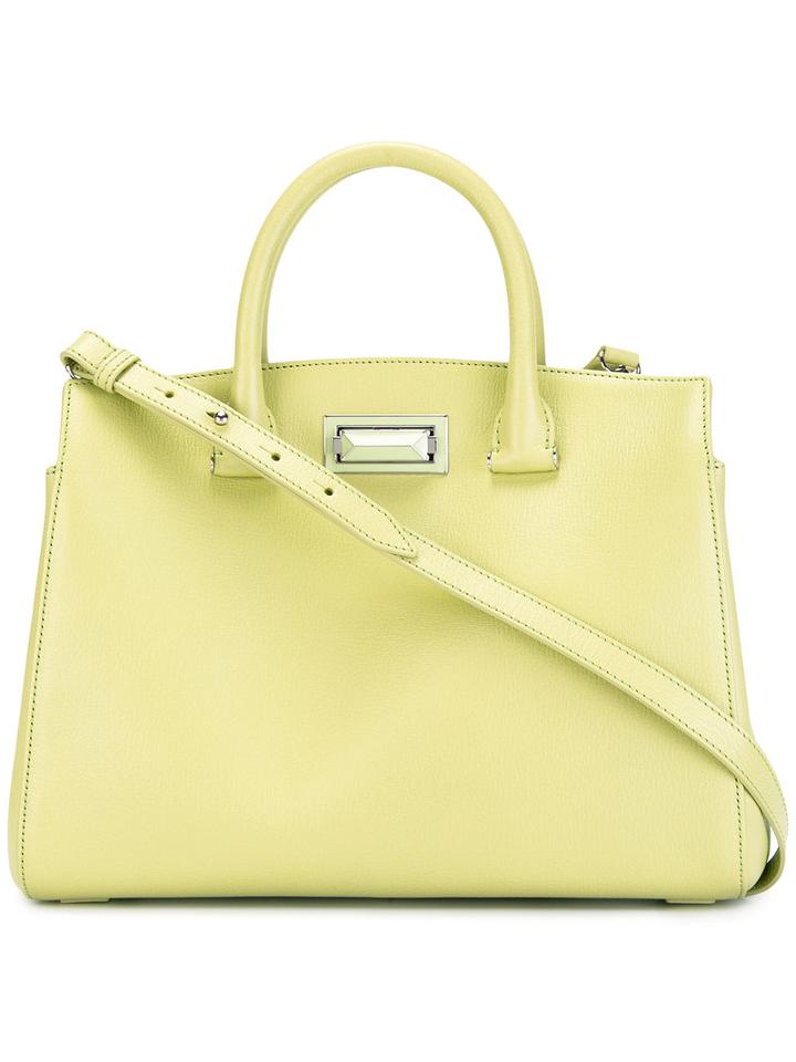 Max Mara Clasp Fastening Tote, Women's, Green, Leather