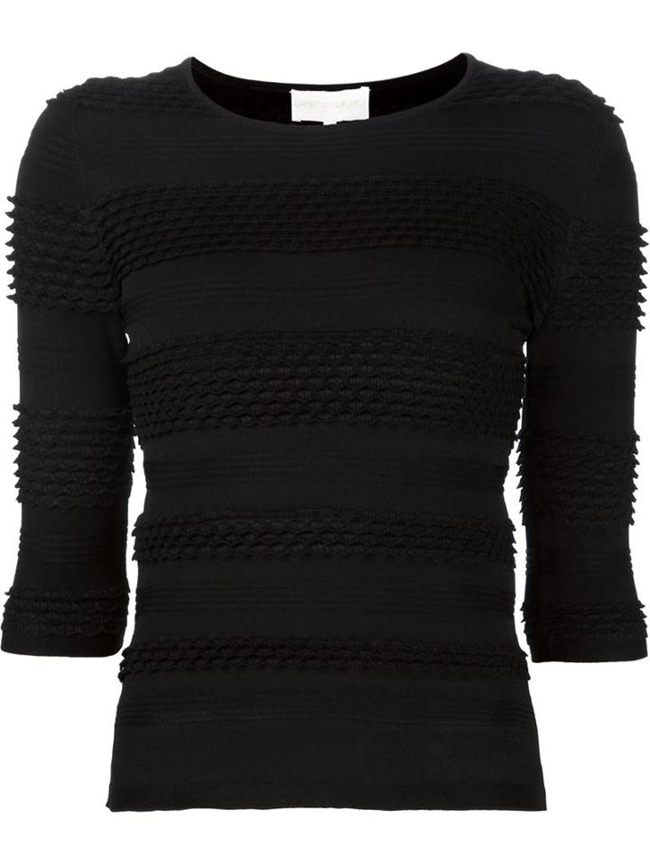 Christian Siriano Textured Knit Top, Women's, Size: 10, Black, Polyester/spandex/elastane