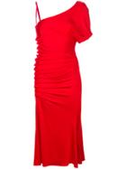 Paco Rabanne Asymmetrical Draped Dress - Red