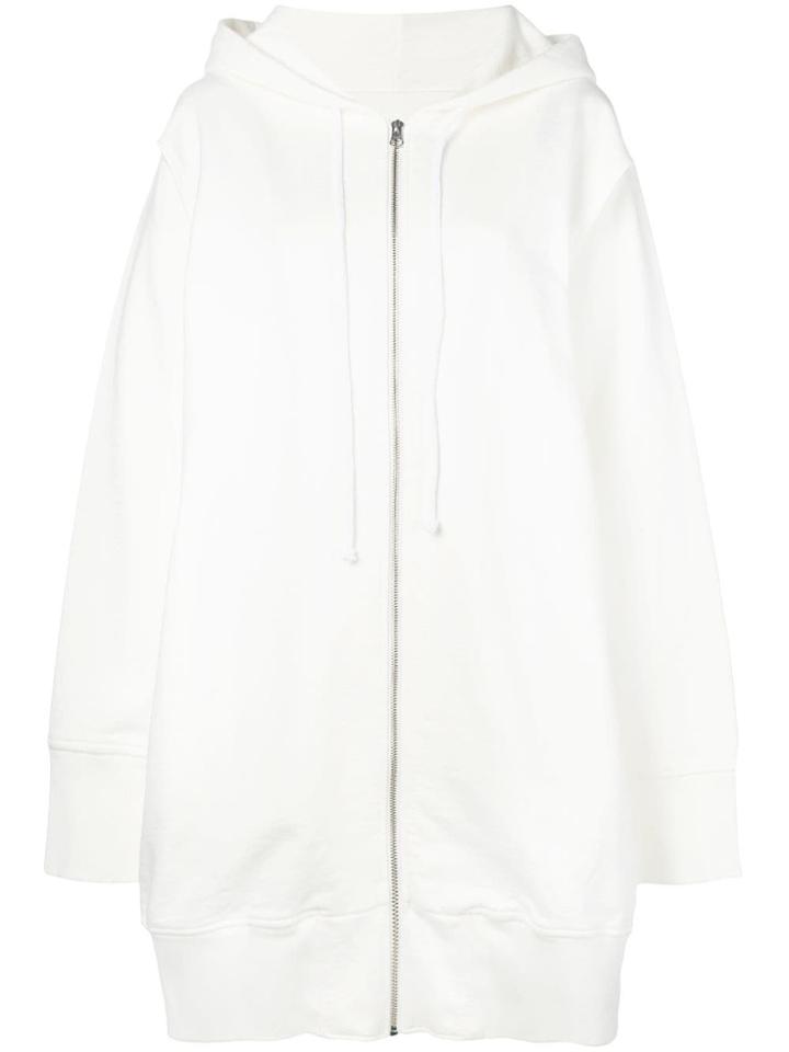 Mm6 Maison Margiela Oversized Zip Hoodie - White
