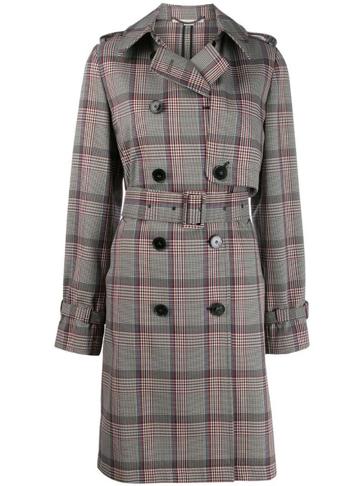 Stella Mccartney Checked Double-breasted Belted Trench - Neutrals