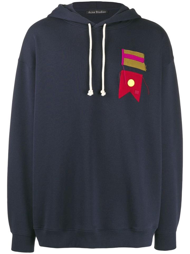 Acne Studios Flag Patch Oversized Hoodie - Blue