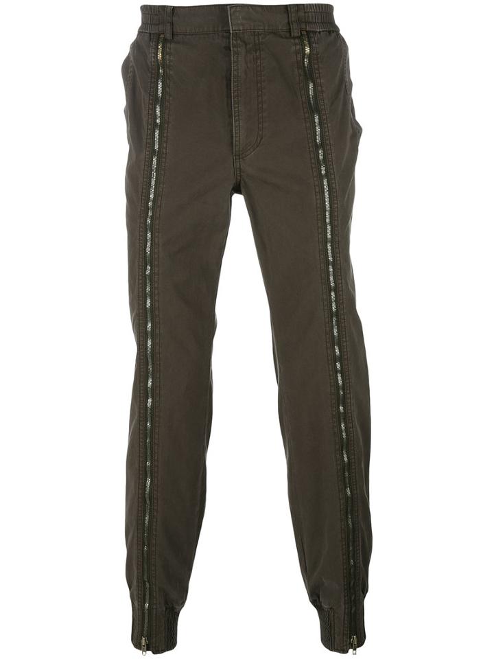 Juun.j Tapered Zip Trousers, Men's, Size: 48, Green, Cotton