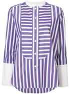 Maison Rabih Kayrouz Contrast Cuff Striped Shirt - Pink & Purple