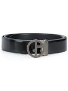 Giorgio Armani Logo Leather Belt - Black