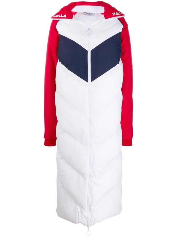 Fila Colour Block Long Padded Coat - White