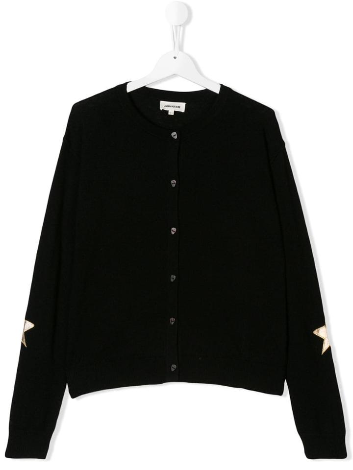 Zadig & Voltaire Kids Teen Star Patch Cardigan - Black