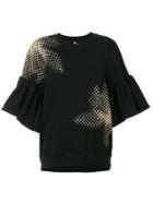 Ioana Ciolacu - Sweatshirt With Ruffled Sleeves - Women - Cotton/polyester - S, Black, Cotton/polyester