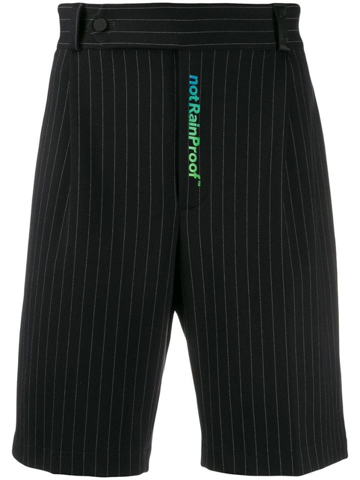Styland Striped Bermuda Shorts - Black