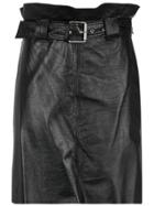 Nk Belted Leather Skirt - Black