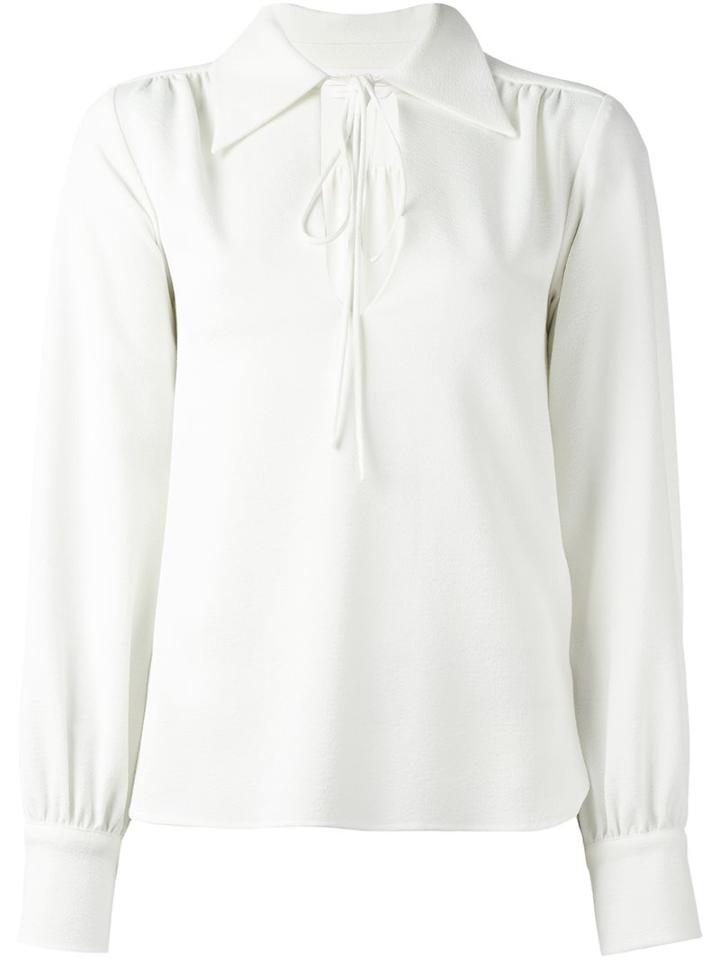 See By Chloé Tied Neckline Blouse, Women's, Size: 44, White, Polyester/spandex/elastane