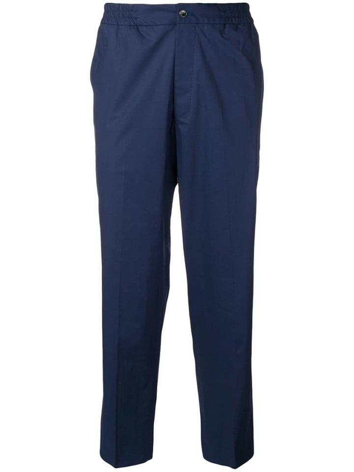 Pt01 Cropped Straight Leg Trousers - Blue