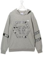 Philipp Plein Junior Logo Tape Hooded Sweatshirt - Grey
