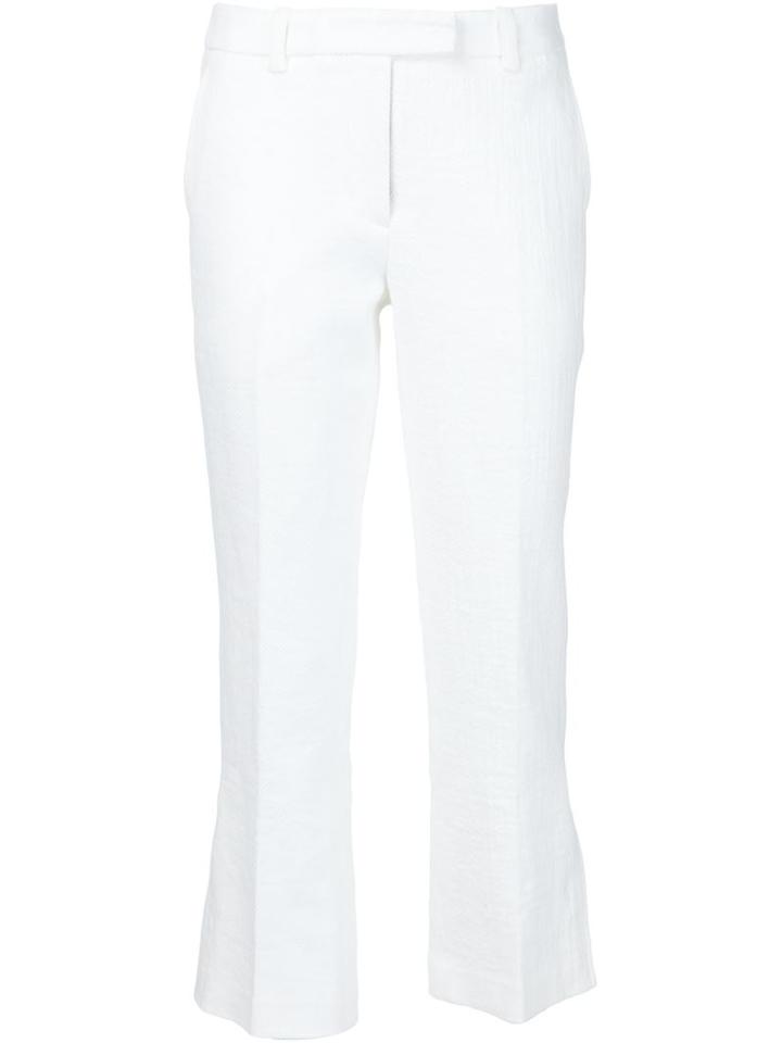 3.1 Phillip Lim Cropped Capri Trousers, Women's, Size: 4, White, Cotton/linen/flax/spandex/elastane