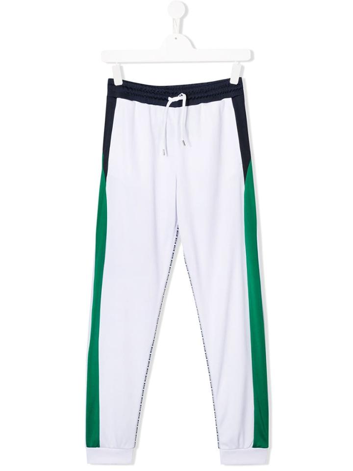 Msgm Kids Drawstring Colour-block Trousers - White