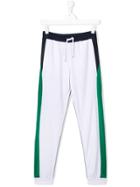 Msgm Kids Drawstring Colour-block Trousers - White