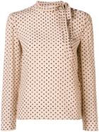 Red Valentino Polka Dotted Longsleeved Blouse - Nude & Neutrals