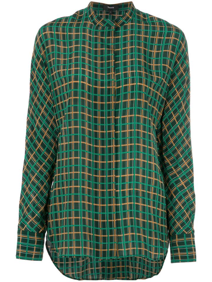 Theory Plaid Print Shirt - Green